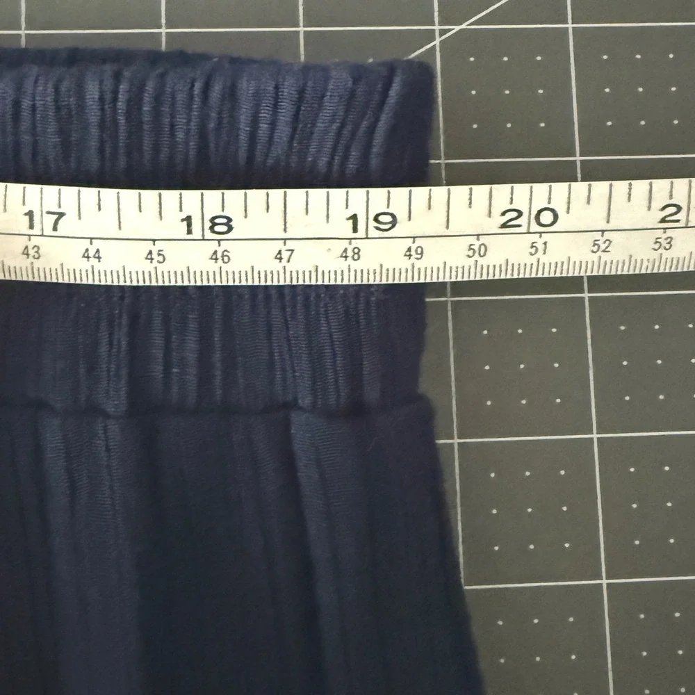 Cottage Coastal Boho Peasant Navy Tiered Maxi Skirt Gauze Tassel Size Medium